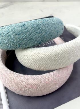 小香风细闪白色高颅顶宽发箍蓝色厚海绵头箍2026新款春夏头饰女