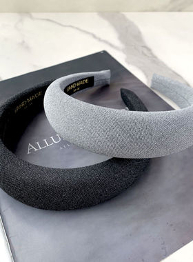 2026春夏银灰色细闪高颅顶宽发箍厚海绵头箍显脸小发饰新款头饰女