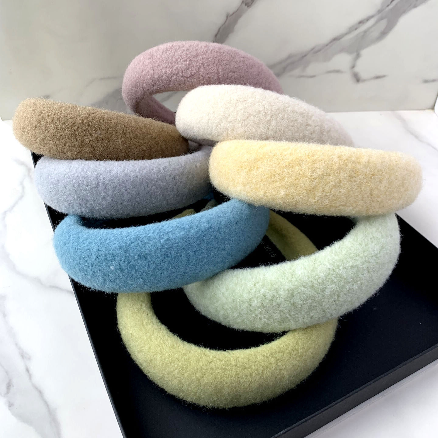 温柔马卡龙色毛绒毛呢高颅顶宽发箍厚海绵头箍发饰2025秋冬头饰女