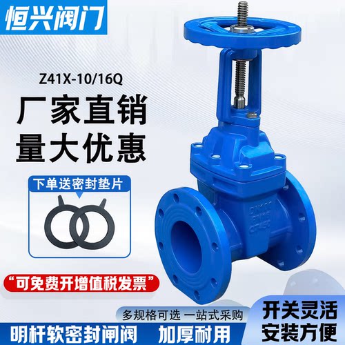 Z41X-10/16Q明杆法兰闸阀 手动软密封铸铁闸板阀DN40 50 80150200