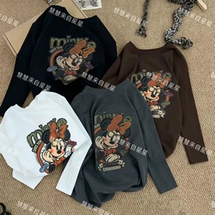 慧慧来自星星女装店 2026新款减龄 百搭卡通长袖T恤MINNN