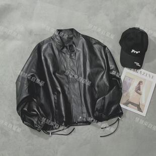 店 款 80363开春新款 时尚 下摆抽绳立领皮衣 欧版 慧慧来自星星女装