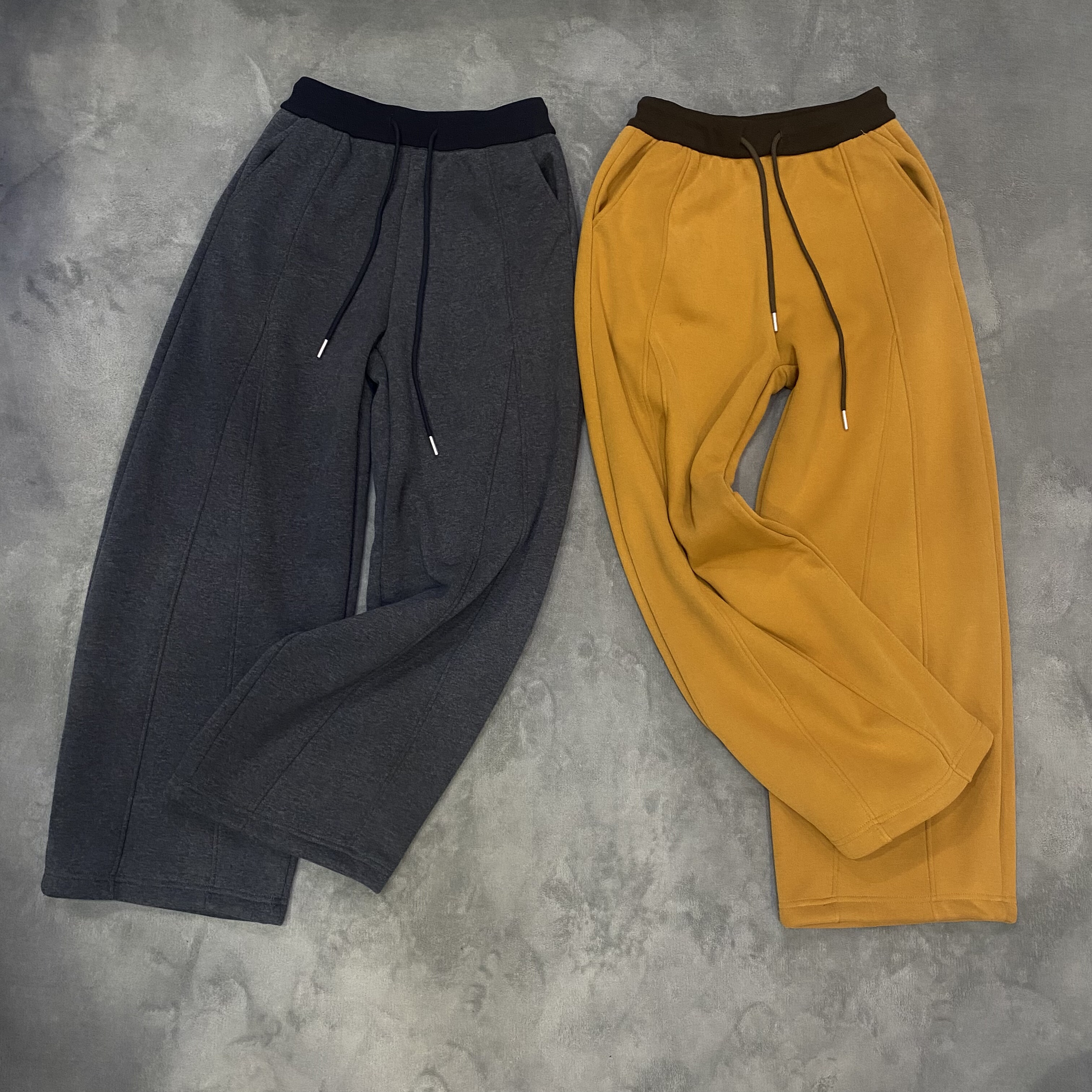 慧慧来自星星女装店 百搭两色南瓜加绒腰头撞色抽绳卫裤弯刀裤