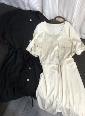 慧慧来自星星女装店  80232两口袋百搭休闲抽绳连衣裙