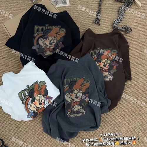 慧慧来自星星女装店  7176秋季新款洋气宽松卡通图案短袖minnn