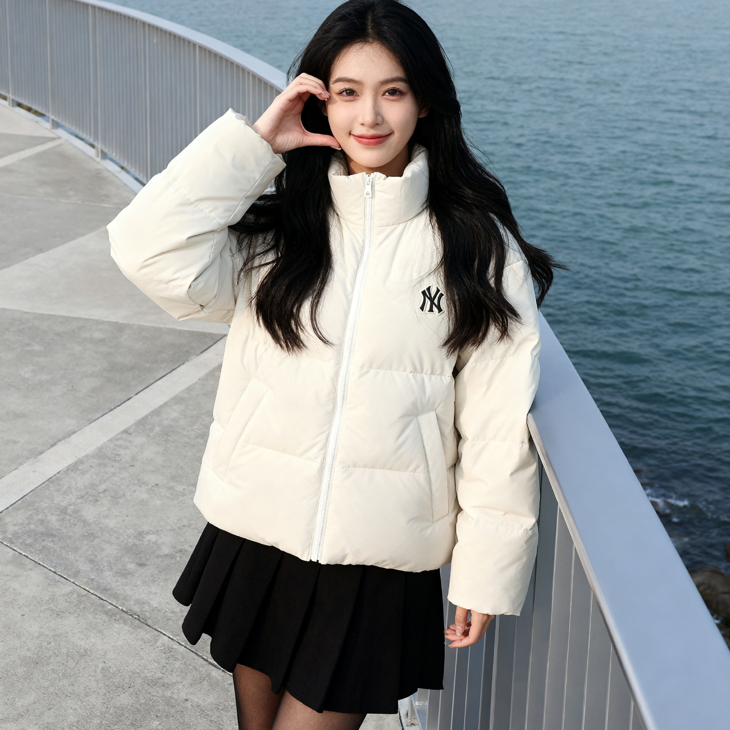 MLB官方 立领保暖羽绒服男装女装冬季新款情侣防风夹克运动服外套