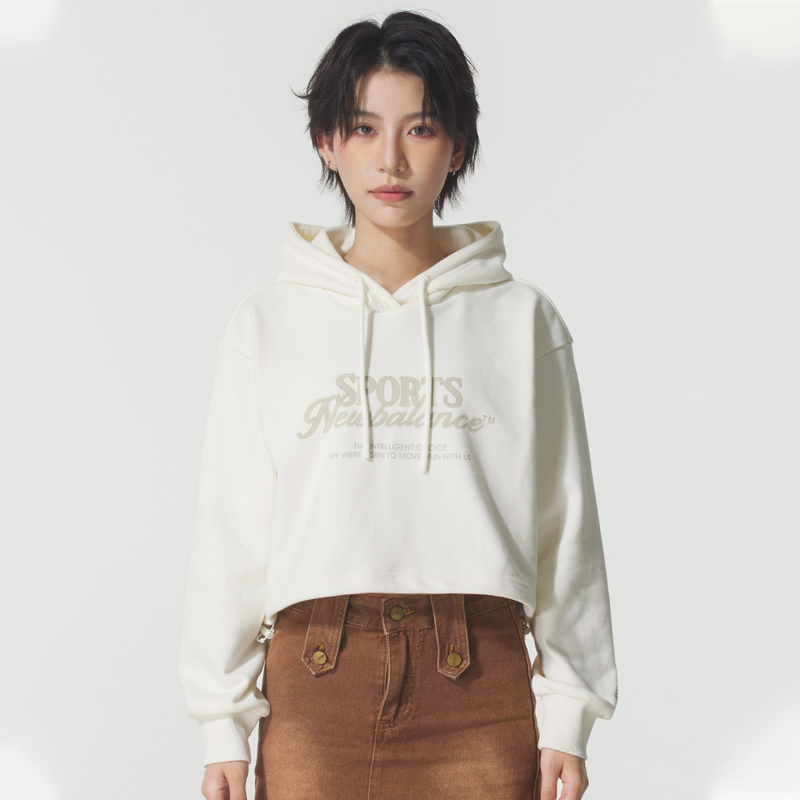 New balance NB短款连帽卫衣女装2025秋季新款休闲套头衫运动服潮