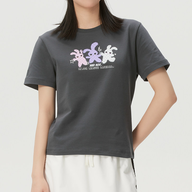MLB官方 T恤衫女装休闲半截袖透气短袖运动服女士时尚户外上衣