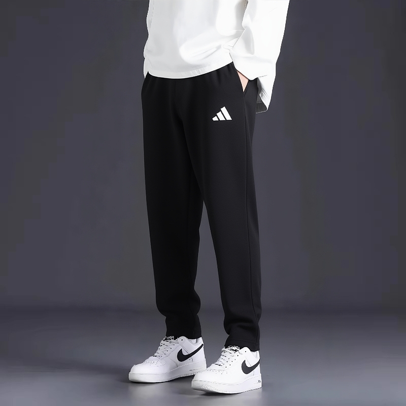阿迪达斯黑色直筒裤男裤25秋冬新款运动裤子加厚休闲长裤JZ2149