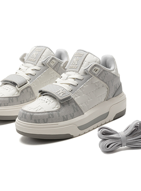 MLB老花板鞋新款灰色休闲鞋男鞋女鞋学长鞋3ASXCMM4N潮