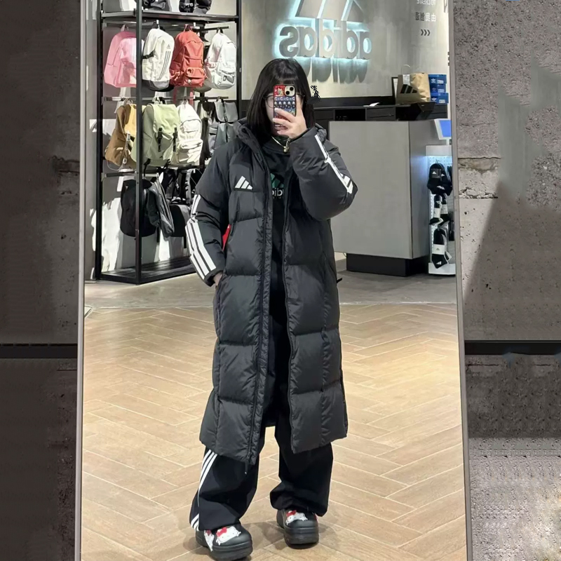 阿迪达斯男装冬季新款中长款羽绒服户外防寒保暖服连帽外套JG3840