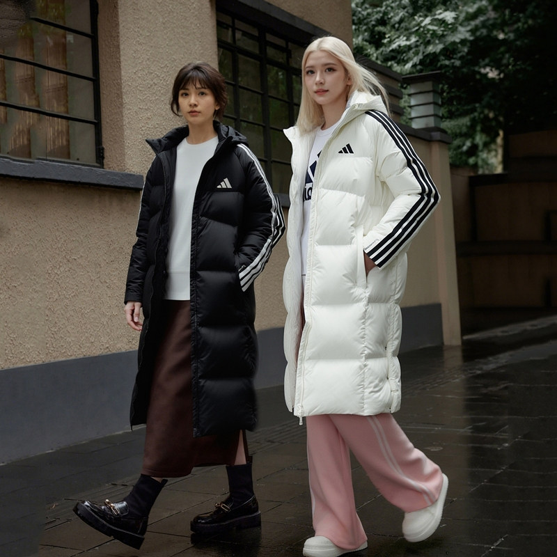 阿迪达斯长款羽绒服男装女装冬季新款保暖加厚羽绒外套白色风衣,运动服/休闲服装,运动羽绒服,淘宝优惠券,粉丝福利购,淘宝优惠卷
