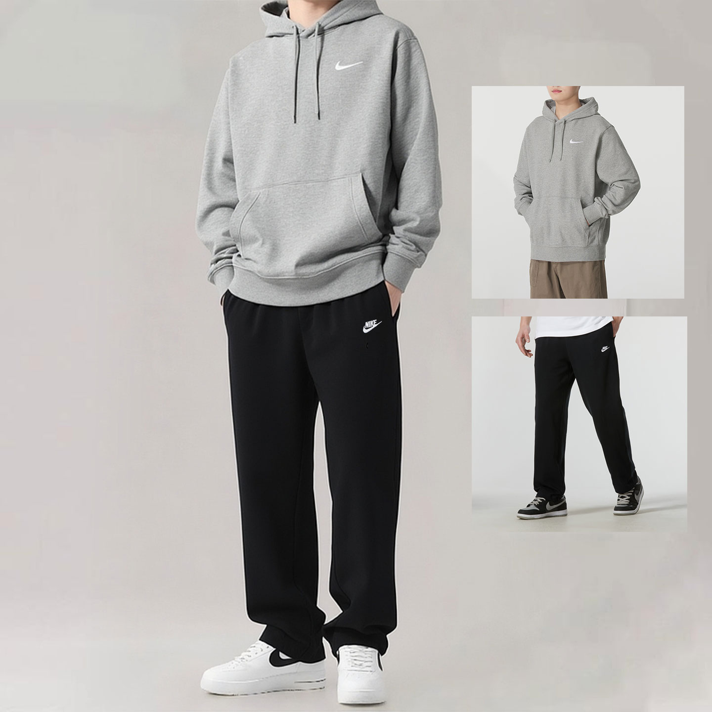 NIKE耐克运动套装男装2025夏季新款卫衣连帽套头衫直筒长裤两件套