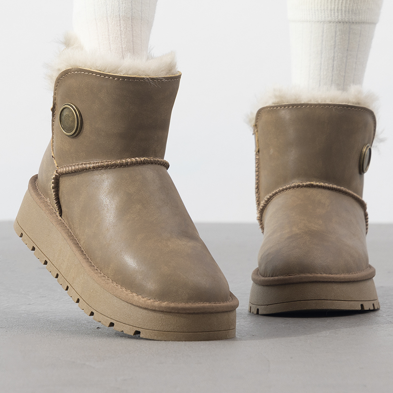 LANBU蓝步加绒保暖雪地靴女鞋秋季新款高帮靴运动鞋女士休闲鞋潮