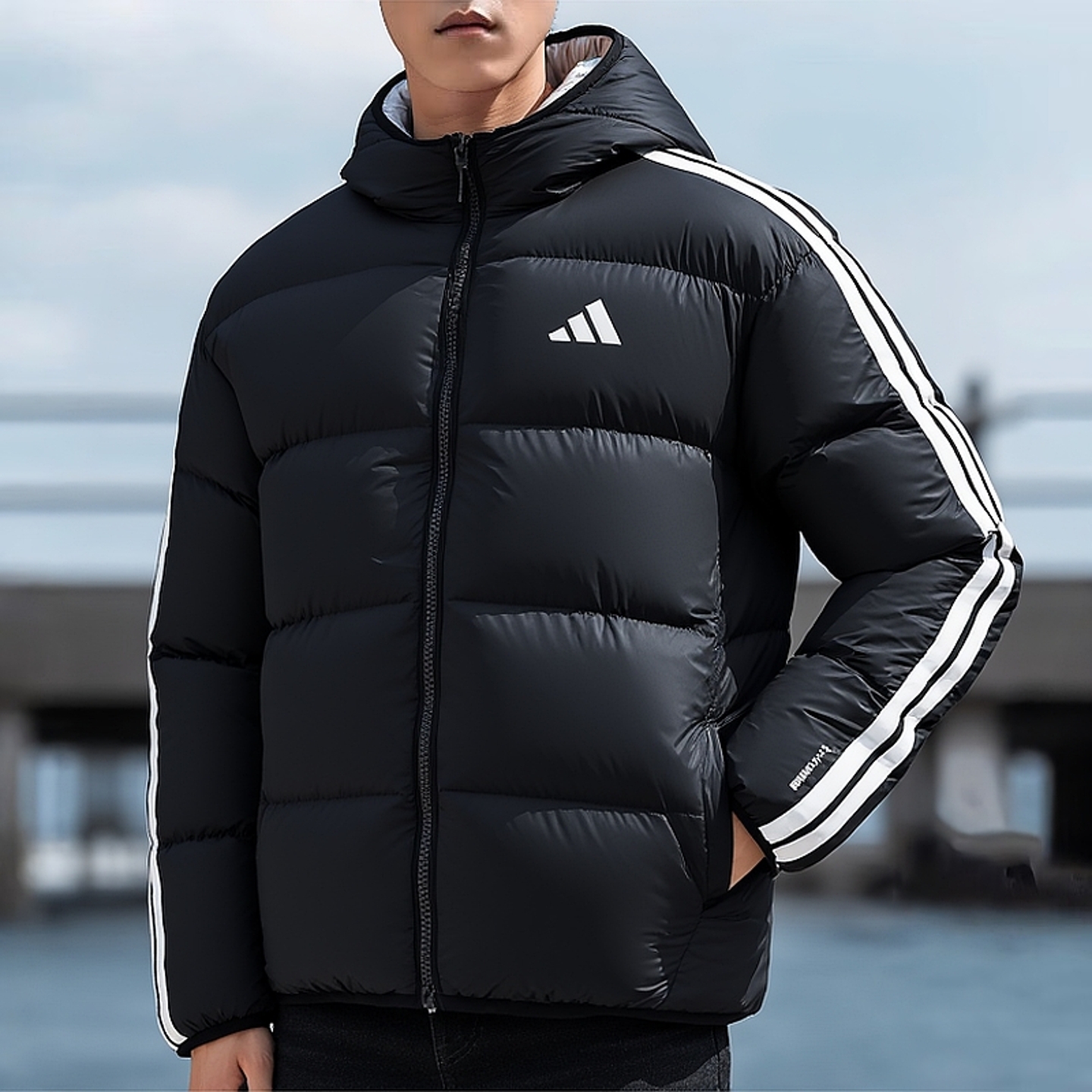 阿迪达斯羽绒服男装新款户外出行潮流时尚防风保暖休闲双面穿外套
