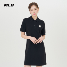 新款 连衣裙POLO衫 爱心刺绣运动裙子长裙 2024夏季 MLB女士黑色短袖