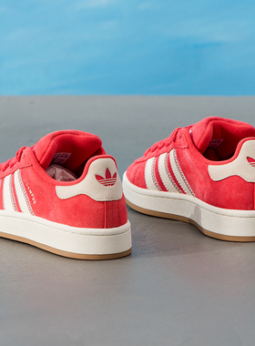 阿迪达斯三叶草板鞋女鞋CAMPUS 00s W运动鞋透气休闲鞋红色面包鞋