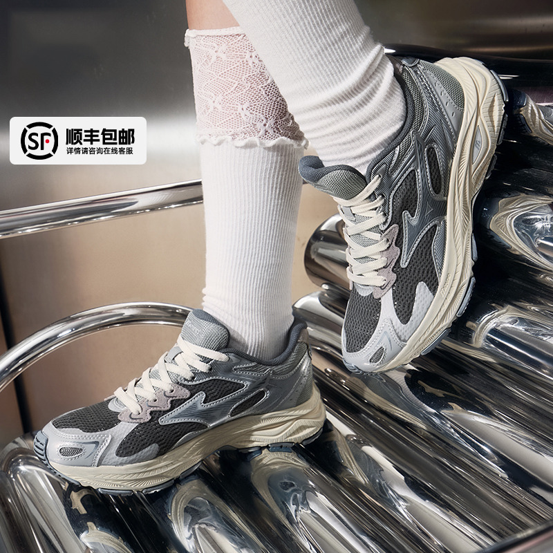 美津浓男鞋女鞋夏季新款RACER S网面透气运动鞋渣渣灰跑步鞋