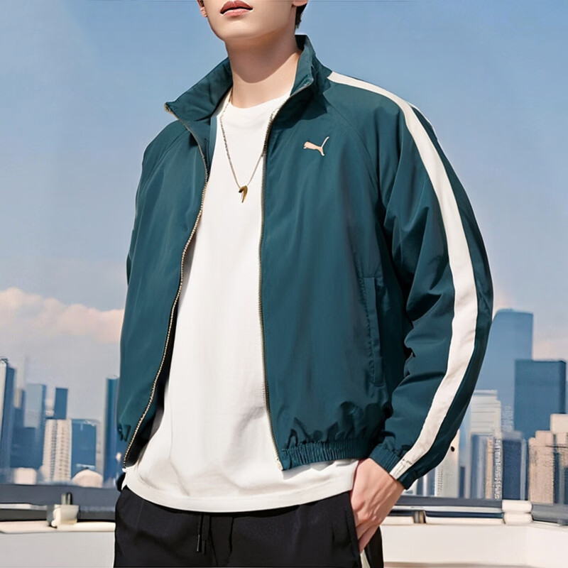 PUMA彪马官方外套男装开衫防风立领夹克上衣跑步宽松休闲运动服
