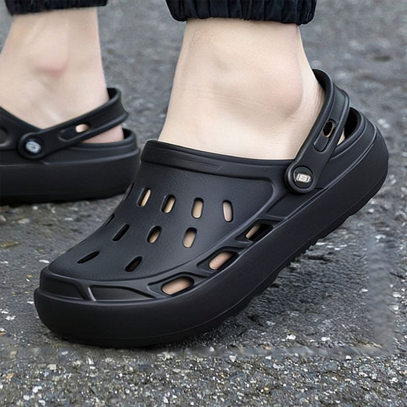 斯凯奇官方旗舰店男鞋洞洞鞋透气运动拖鞋子轻便户外凉鞋沙滩鞋子