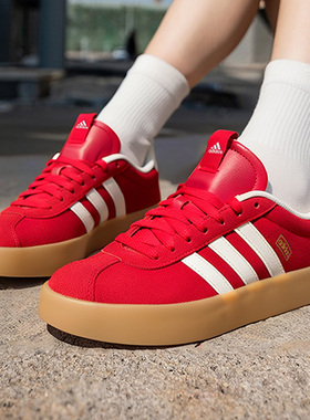 阿迪达斯红色德训鞋男鞋女鞋春季新款VL COURT 3.0运动鞋情侣板鞋