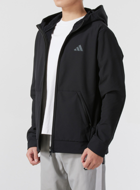 阿迪达斯连帽加绒外套男装冬季新款保暖运动服休闲夹克上衣IN5607