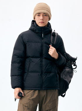 LANBU蓝步黑色连帽羽绒服男装女装秋季新款保暖运动服宽松夹克潮