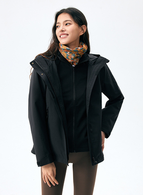 Lanbu蓝步女装秋冬新款运动服外套休闲防风户外软壳三合一夹克