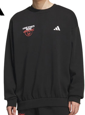 阿迪达斯男装2025冬季新款运动服套头衫GSH CREW加绒卫衣KC2787