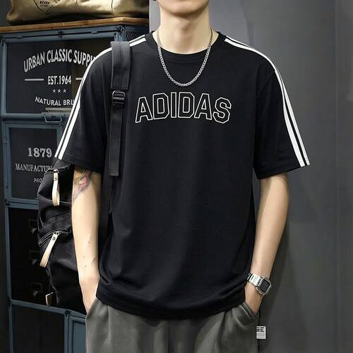 幸运叶子丨adidas阿迪达斯男子运动休闲短袖三条纹T恤宽松KB9135