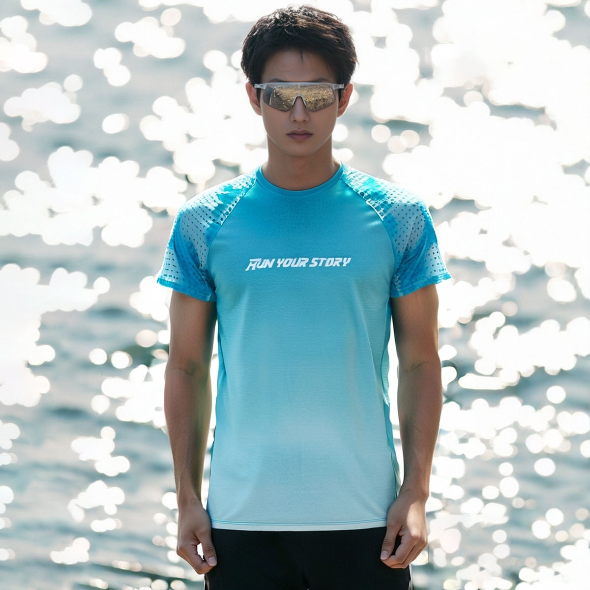 LANBU蓝步悦动圆领短袖男夏季新款跑步运动服透气半袖训练健身T恤