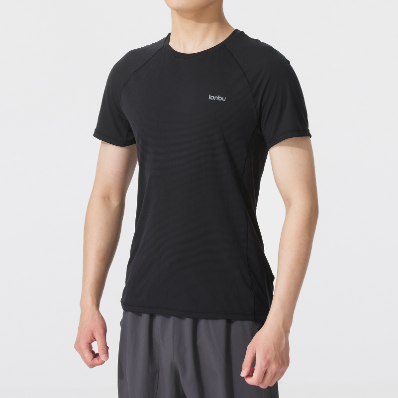 LANBU蓝步圆领短袖男2025夏季新款夜跑运动服透气健身半袖舒适T恤