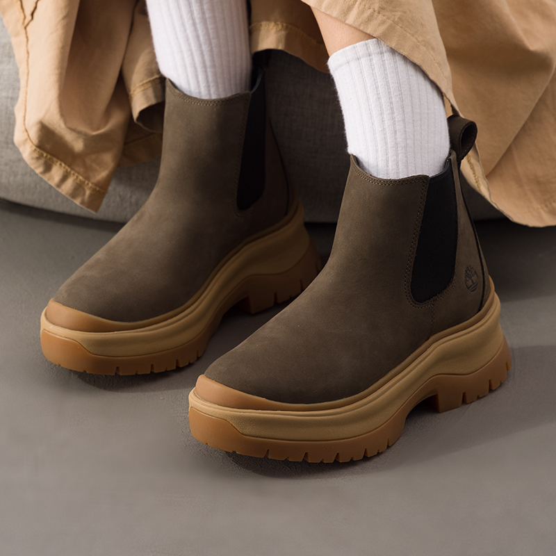 Timberland添柏岚女鞋2025秋季新款套筒休闲鞋户外高帮靴厚底靴子