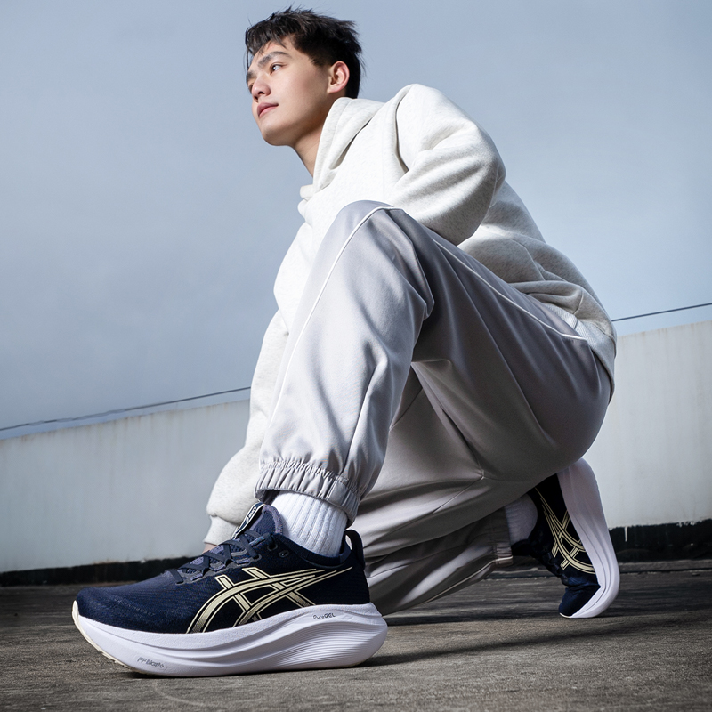 亚瑟士男鞋2025新款GEL-NIMBUS 27跑步鞋低帮运动鞋网面透气跑鞋