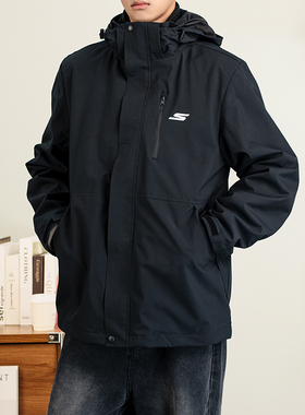 斯凯奇三合一夹克男女装冬季新款保暖运动抓绒内胆外套P426U074