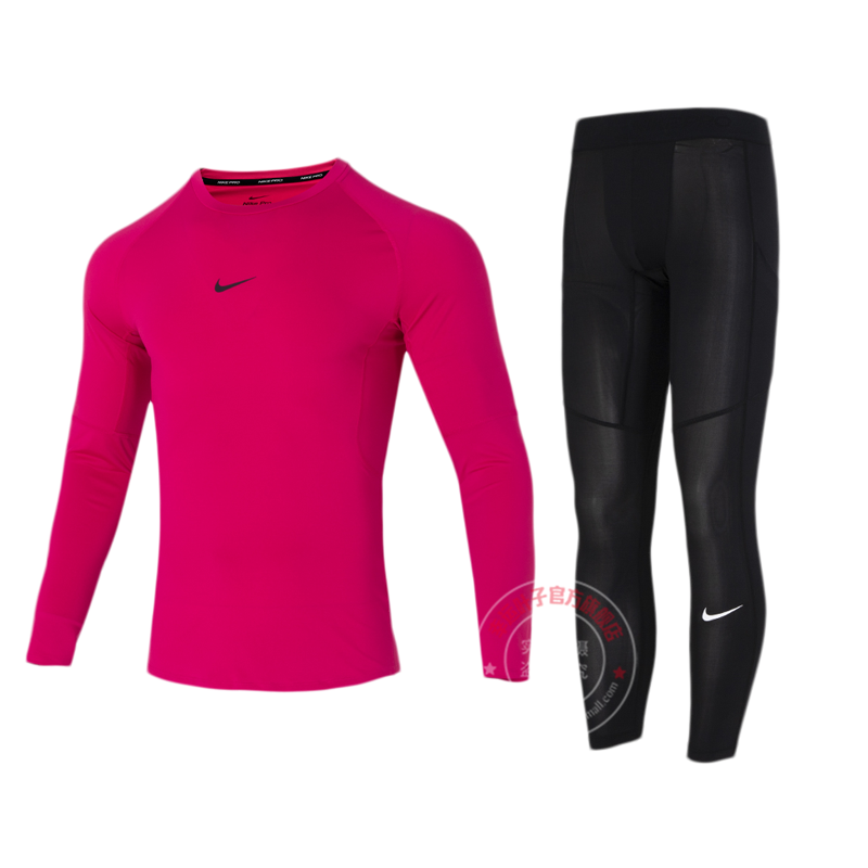 NIKE耐克运动套装男装秋季新款健身训练紧身衣长袖T恤紧身裤长裤