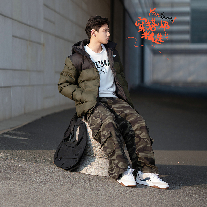 PUMA彪马运动套装男女同款冬季羽绒服卫衣单肩包板鞋休闲鞋四件套