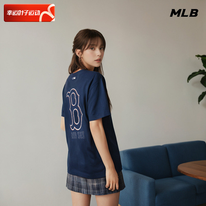 幸运叶子丨MLB官方圆领T恤女夏季新款经典美式复古半袖短袖