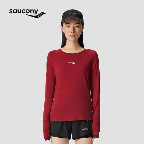 Saucony索康尼圆领长袖T恤女装2025新款休闲上衣跑步运动服打底衫