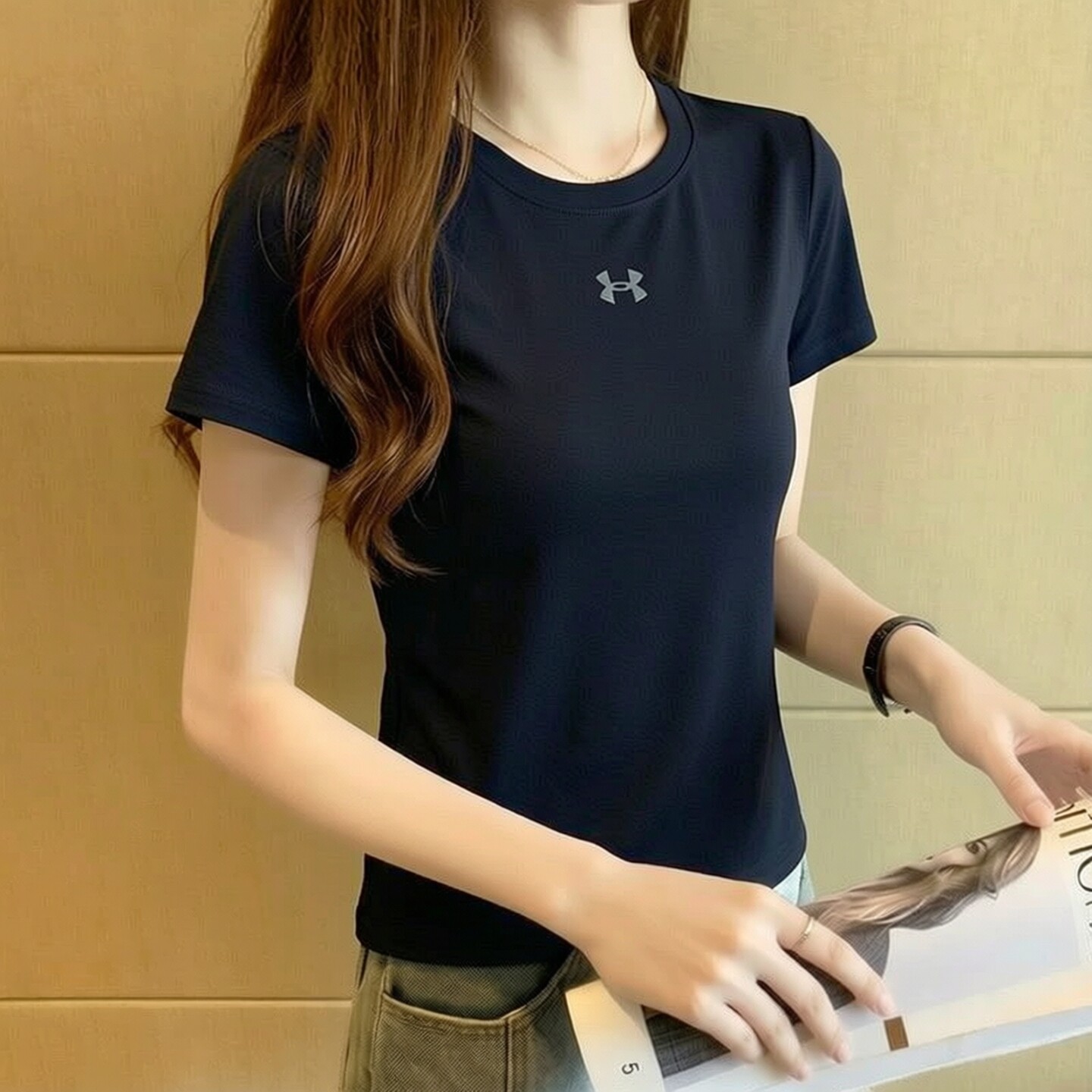 幸运叶子丨安德玛UA官方旗舰店短袖女装2026夏季新款黑色圆领宽松图片
