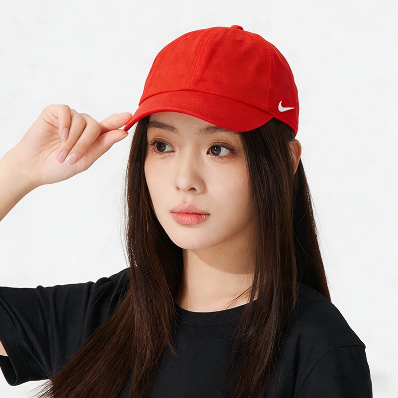 耐克新年红色软顶鸭舌帽男帽女帽马年运动帽休闲帽遮阳帽棒球帽子