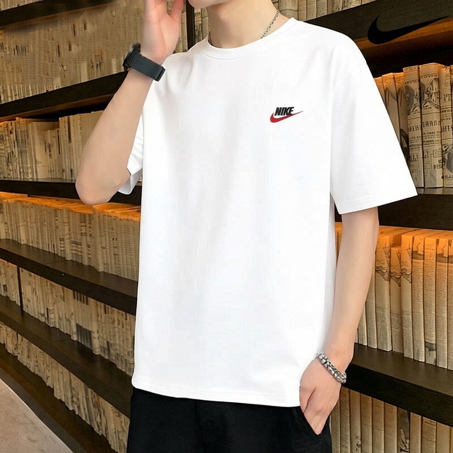 耐克T恤男士官方正品2026新款棉质白T宽松半袖运动短袖体恤AR