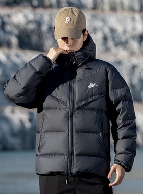 NIKE耐克官网短款轻薄羽绒服男装2025春季新款连帽保暖夹克FB8178