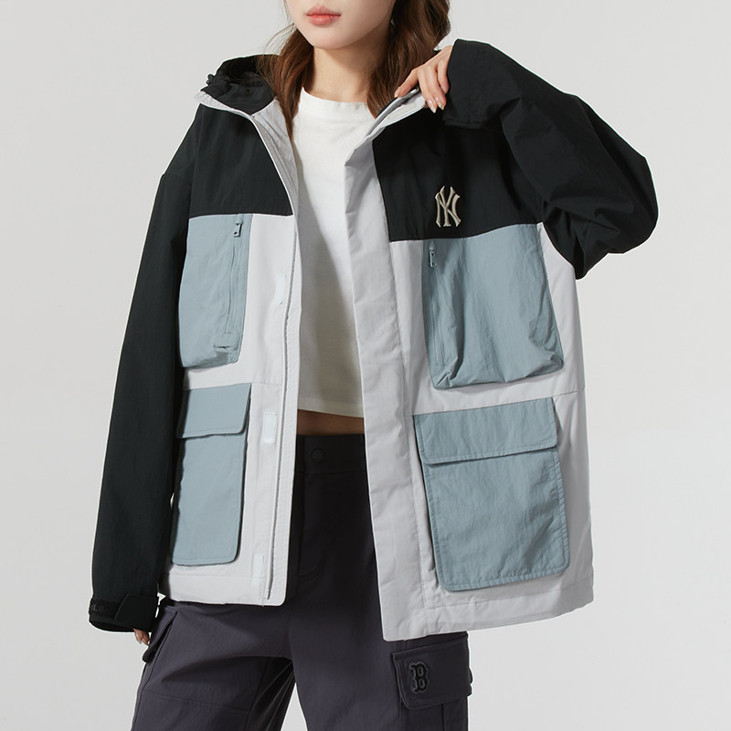 MLB官方 撞色连帽外套男装女装春季新款宽松运动服梭织防风夹克潮,运动服/休闲服装,运动茄克/外套,淘宝优惠券,粉丝福利购,淘宝优惠卷