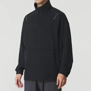 UA安德玛半拉链卫衣男装春季新款黑色宽松运动服跑步训练服套头衫