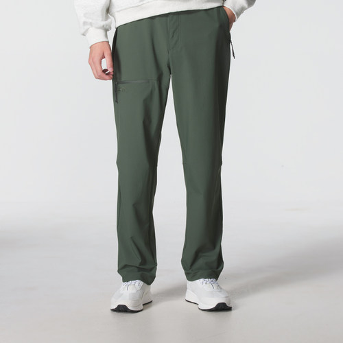 斯凯奇绿色梭织长裤男裤2025新款男士休闲裤运动裤跑步裤子直筒裤