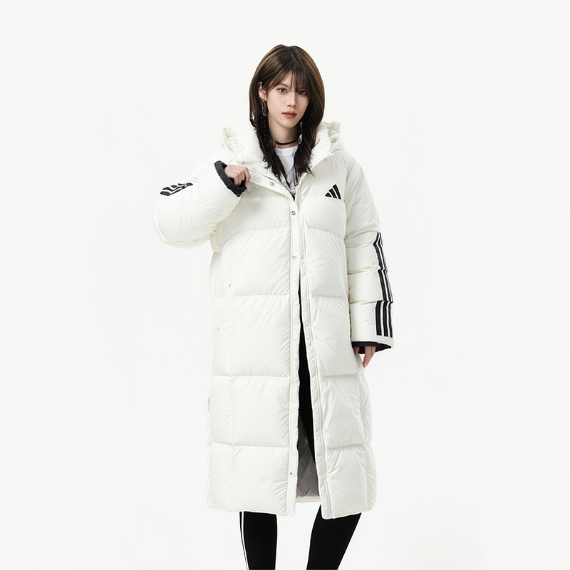 阿迪达斯长款羽绒服男装女装保暖羽绒外套休闲运动服夹克JW1689