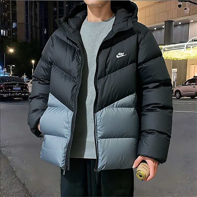 耐克连帽羽绒服男装官方正品25冬季新款面包运动服保暖夹克HQ7791