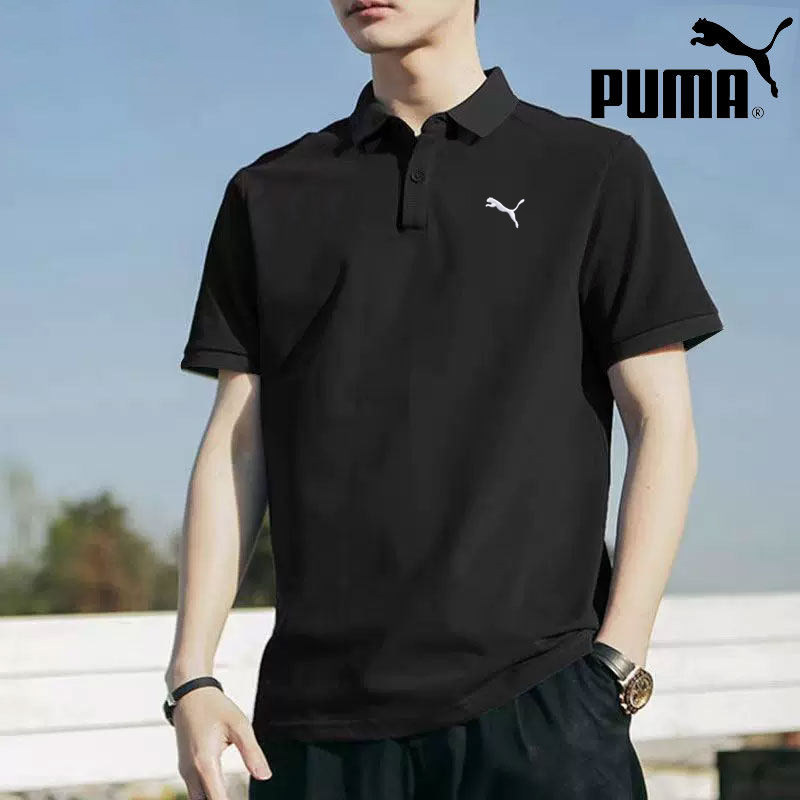 幸运叶子丨PUMA彪马黑色POLO衫男装新款男士速干短袖翻领运动T恤