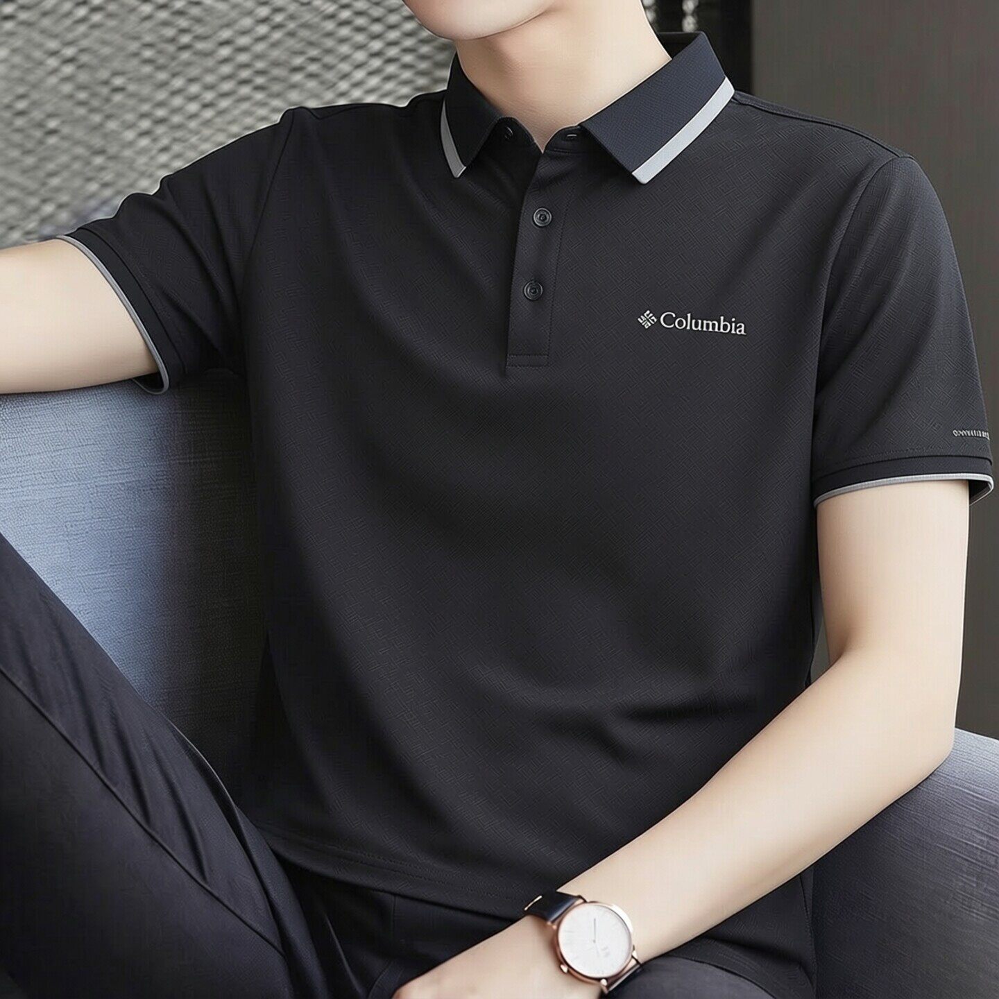 哥伦比亚POLO衫男装翻领短袖商务T恤运动服半袖立领休闲速干半袖